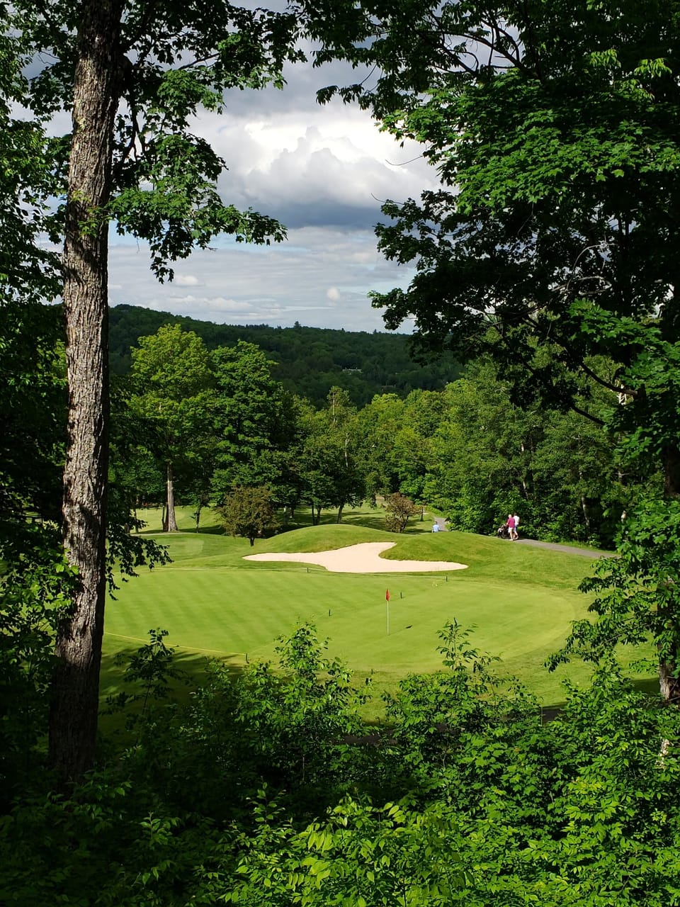 View of golf course from deck.