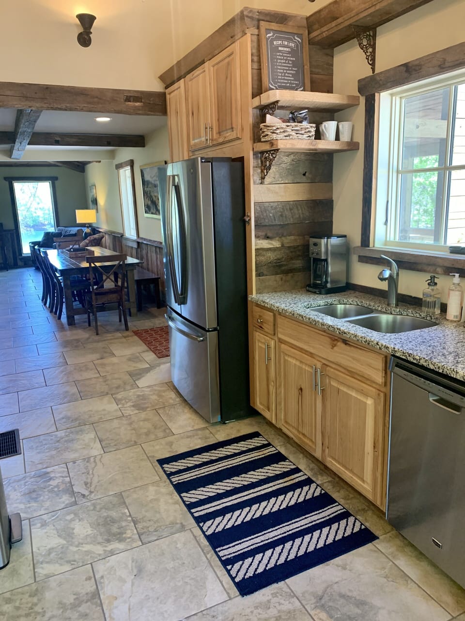 Our kitchen looking towards the lake and dining area.