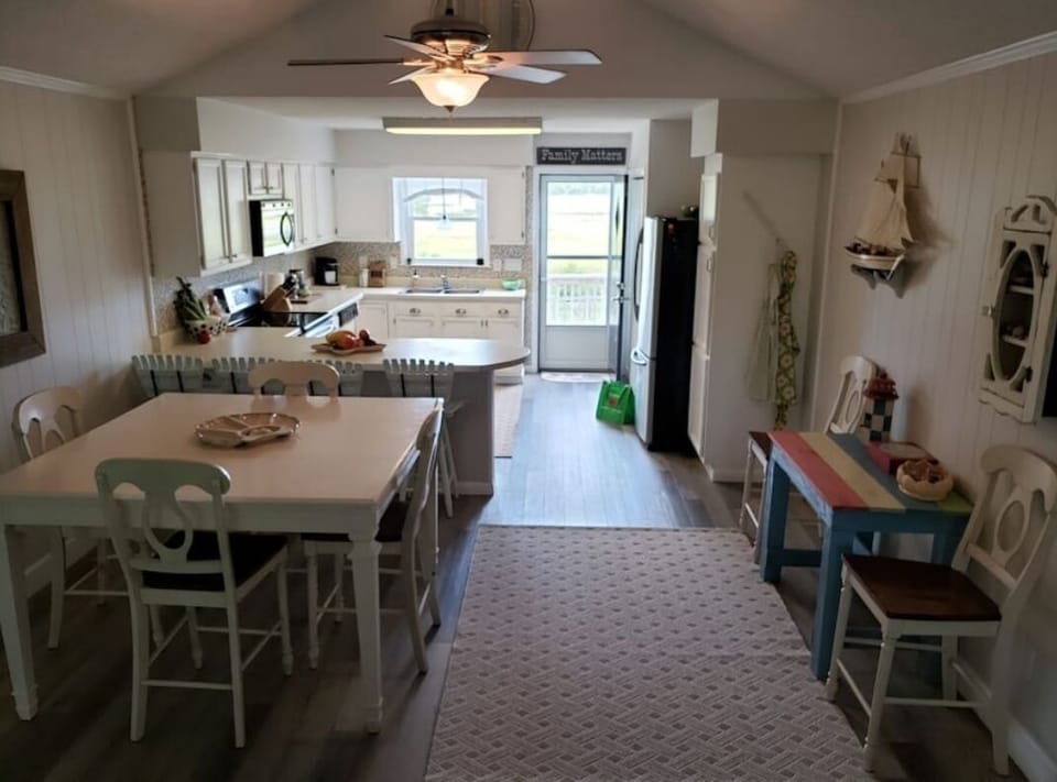Dining and kitchen.