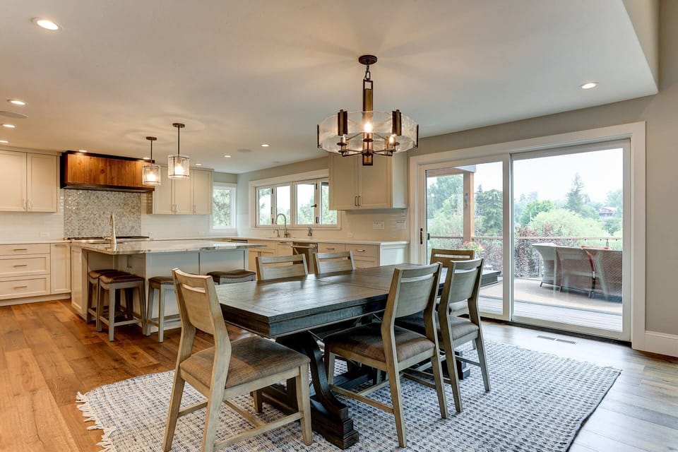 Prepare meals in a fully stocked Chef’s paradise with sweeping views of the river and Columbia Bridge.