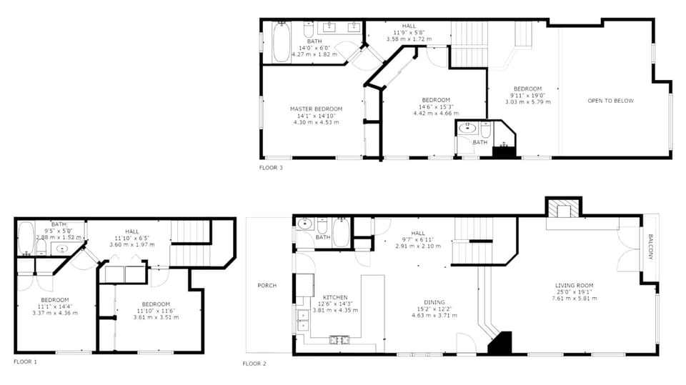 Floor plan layout helps visualize the three-story setup, multiple bedrooms, and shared living zones.