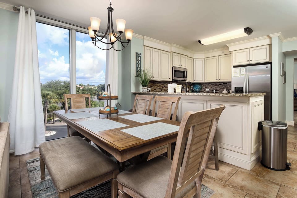 Dining table with seating for six