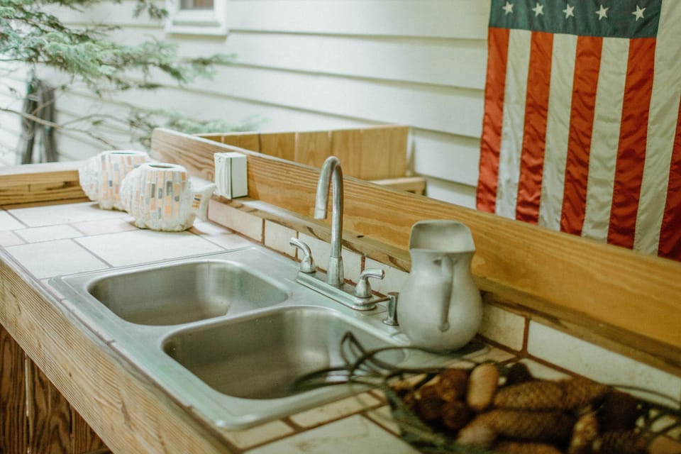 Convenient outside sink operational May through September.