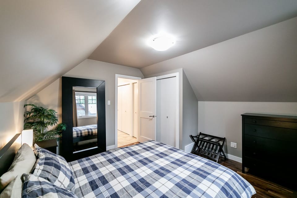 Walnut Hardwood Floors and Full Length Mirror