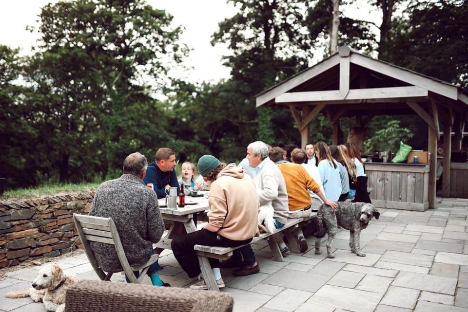 The large terraced area outside the Cowshed