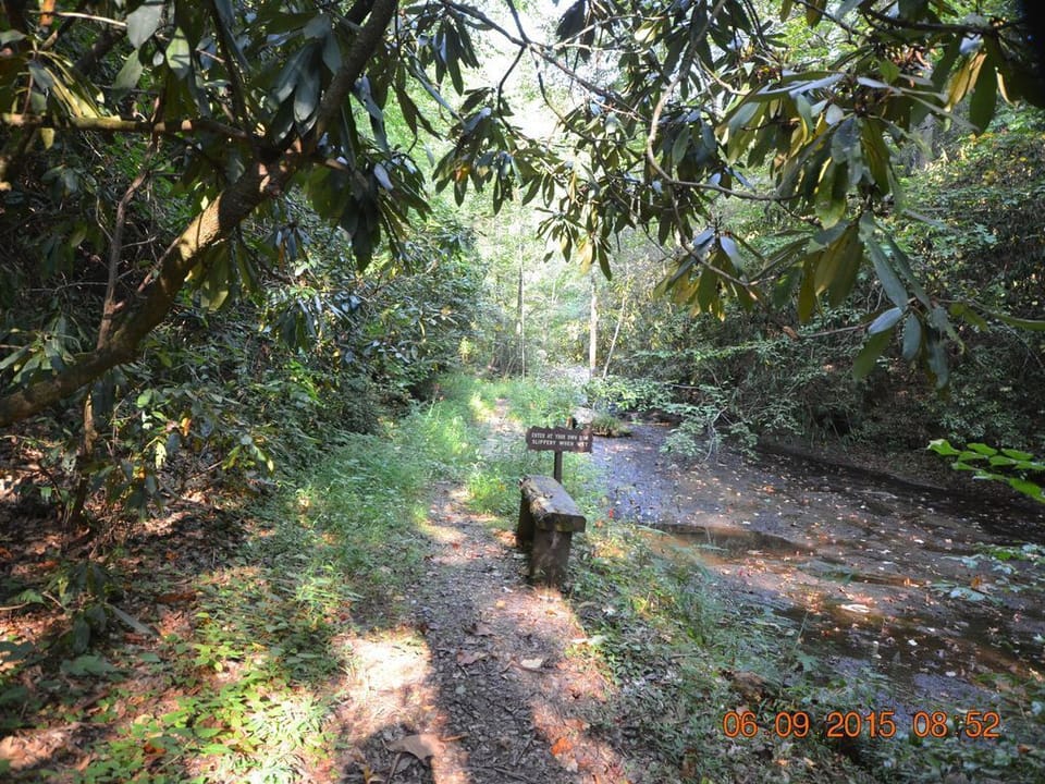 Entrance hike to the waterfall
Butt side - located across from the church 