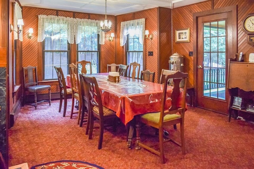Dining Room with Wood-Burning Fireplace