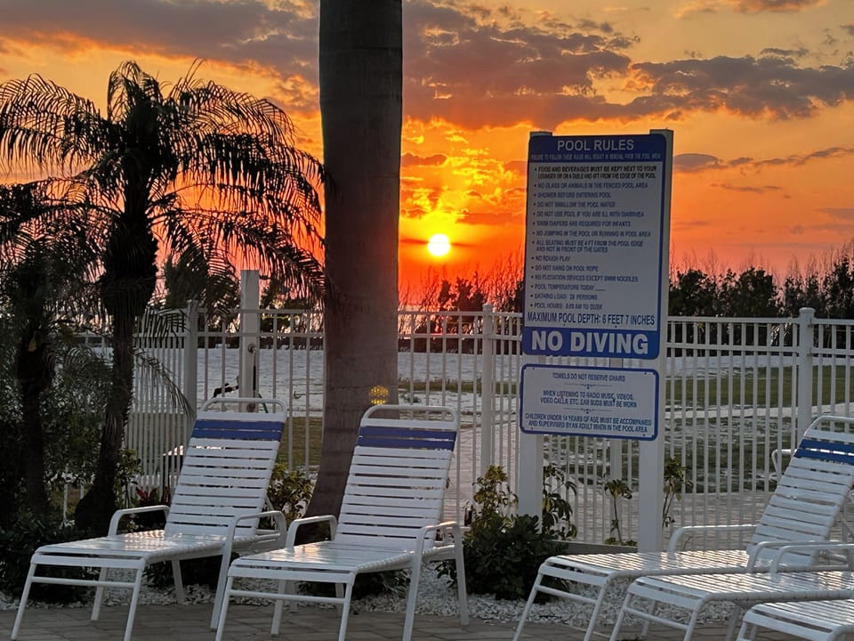 Please follow posted pool rules!  Check out that sunset!