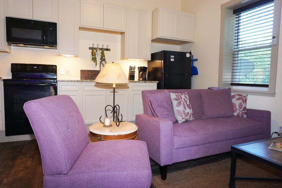 Combined living space and kitchen