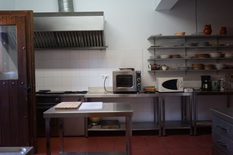 Microwave, oven, coffee/tea maker, cookware/dishes/utensils