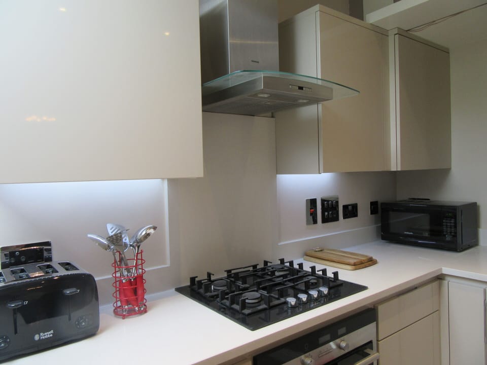 Kitchen with new microwave