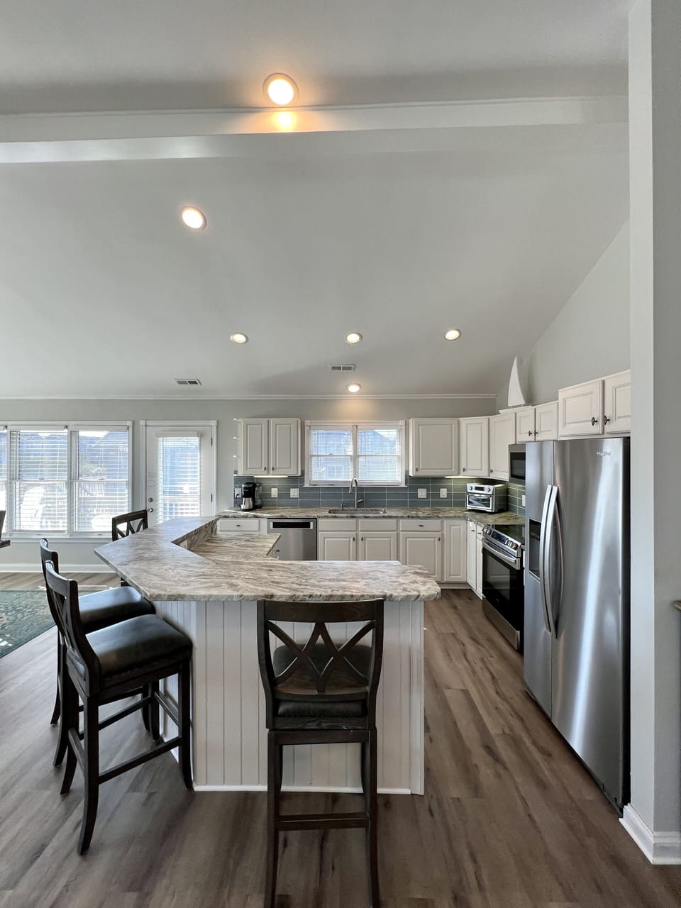 Two-Level leathered granite counter & bar