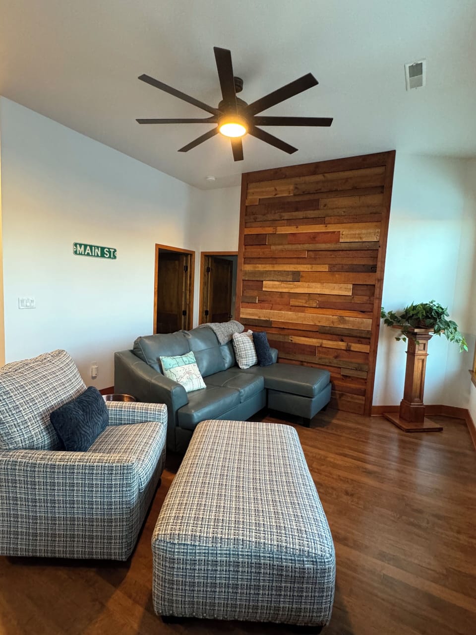 Cozy living room overlooking Main Street