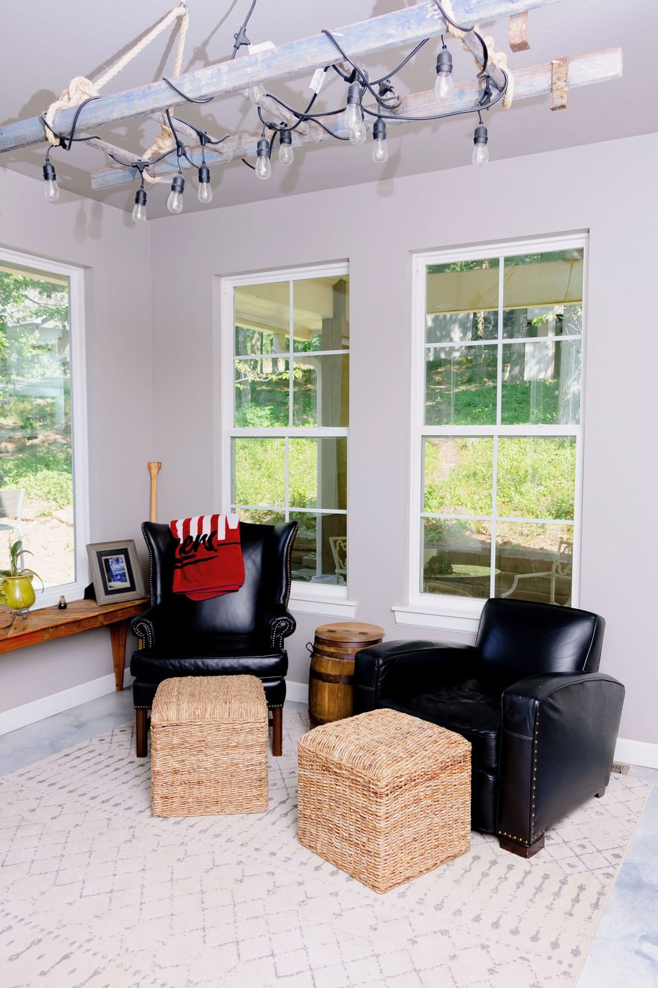 Sofa bed in the sun room.