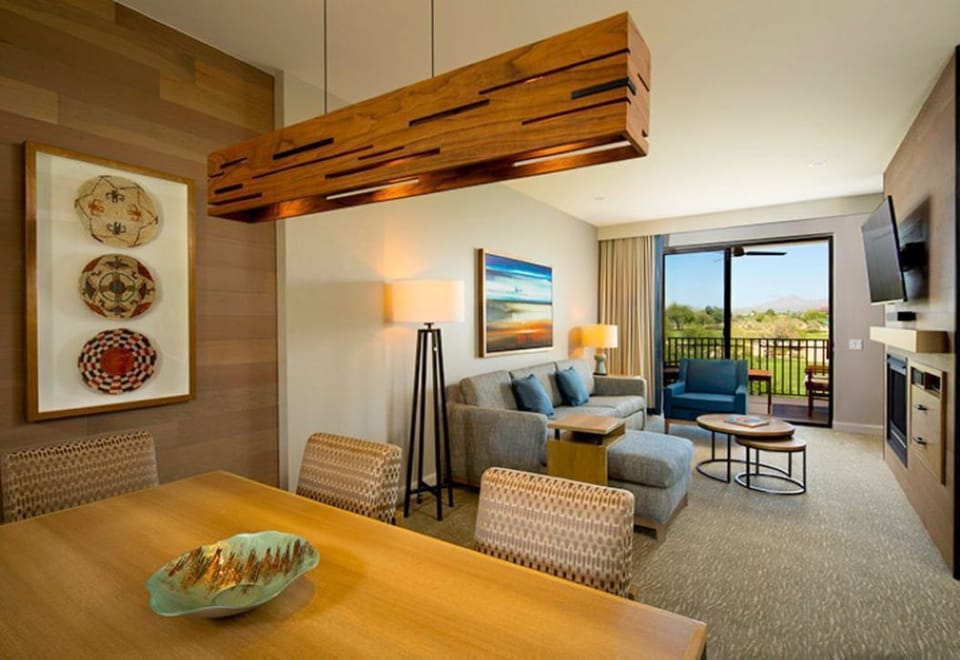 premium villa view of dining and living room.