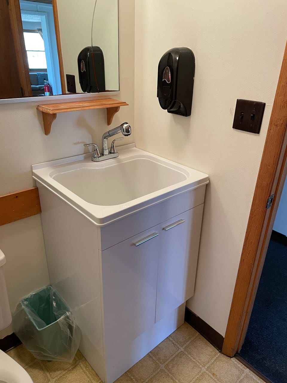 Extra deep kitchen style sink for cleaning up after meals.