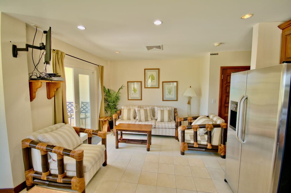 Living area with balcony to left