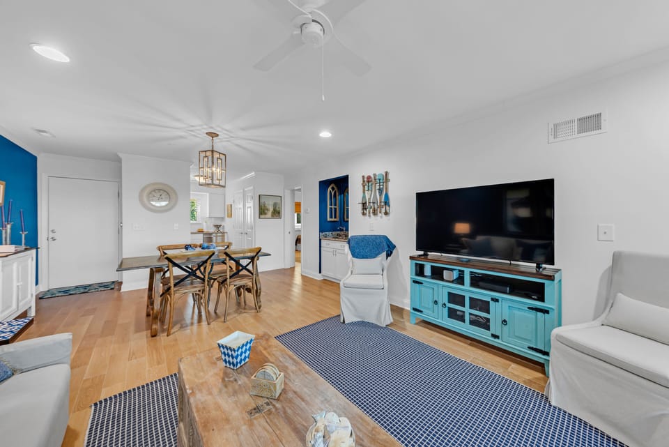 Open floor plan. Flat screen tv