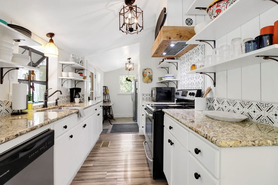 Looking into the open kitchen