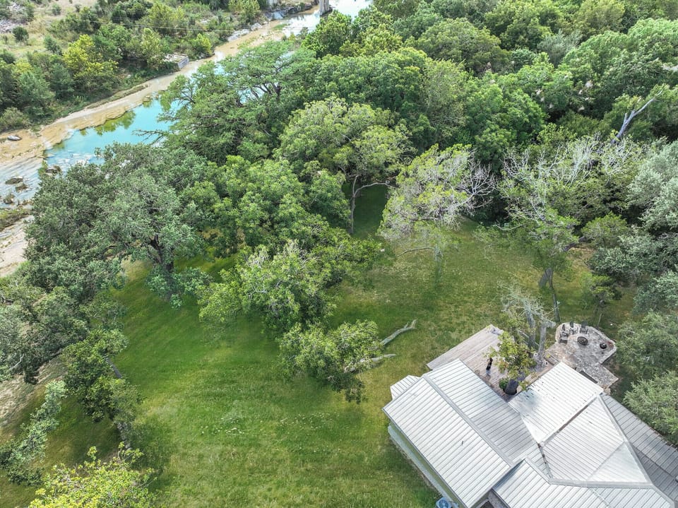 Aerial view of the back yard