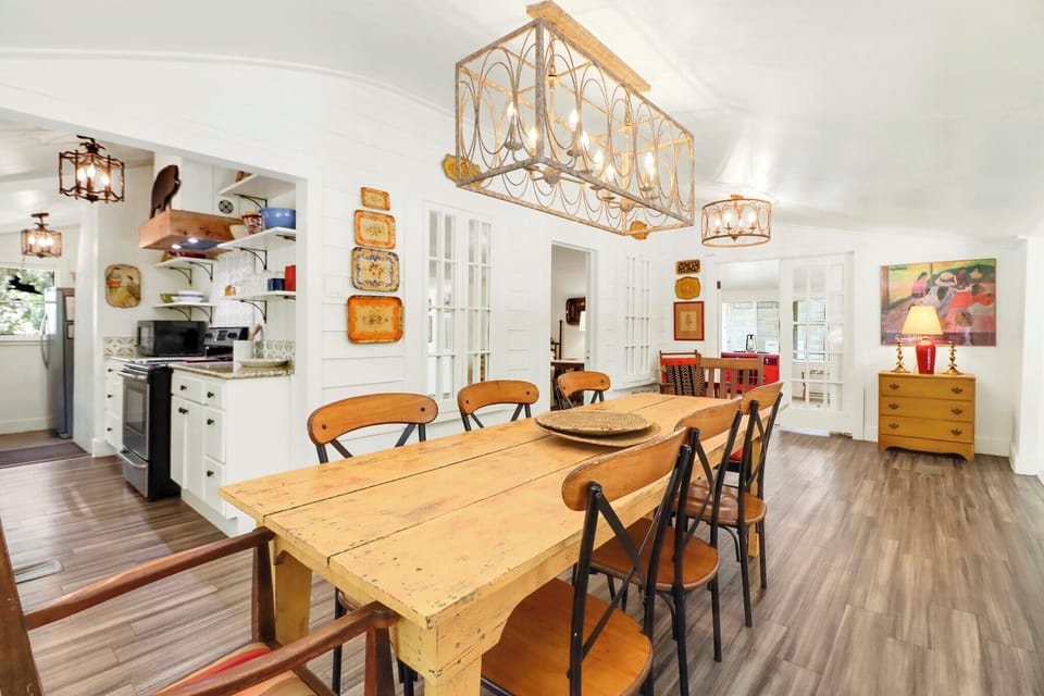The kitchen is beside the dining room