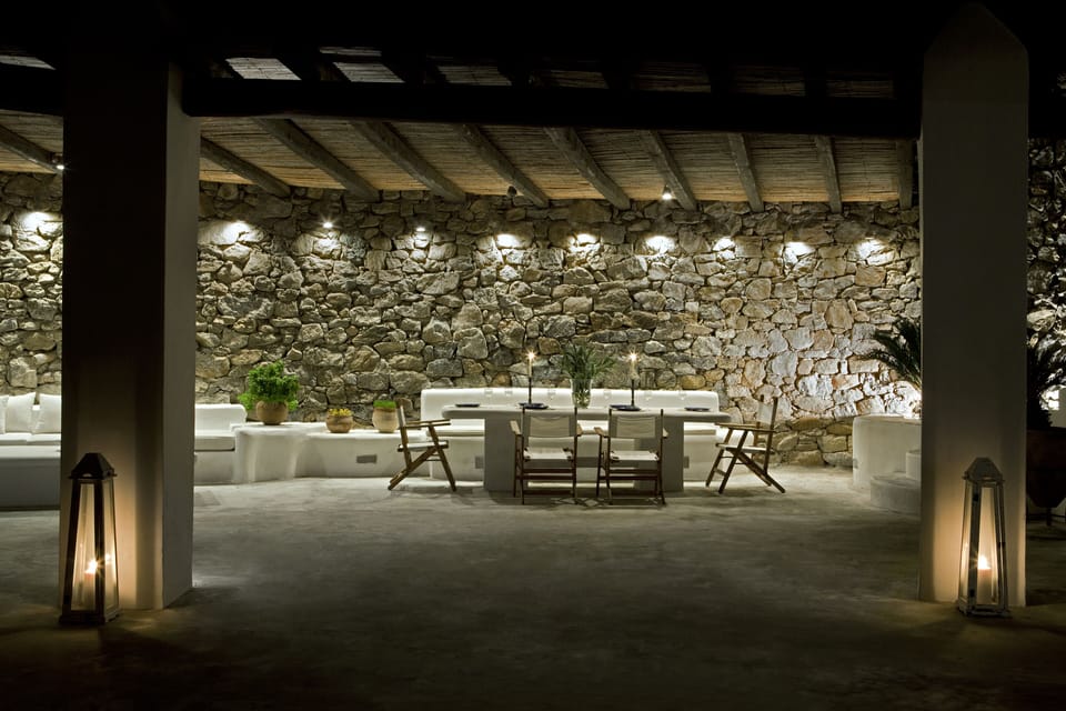 Roofed outdoor dinning place.