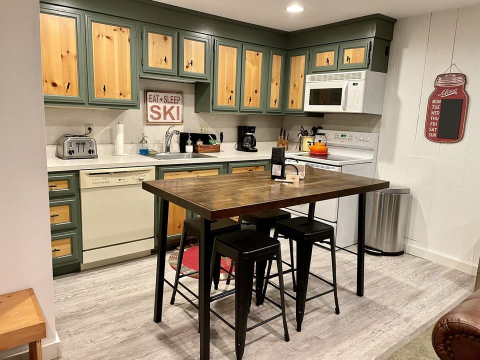 Comfortably seats six & a great cook prep space!