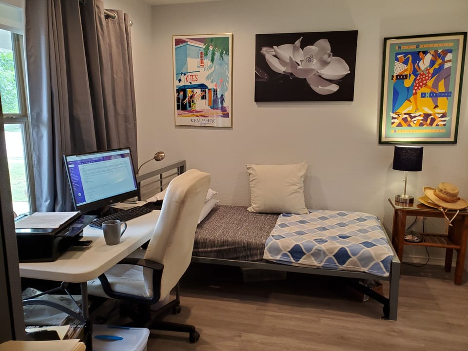 Office with single bed.  This one bedroom can be set up to meet your needs