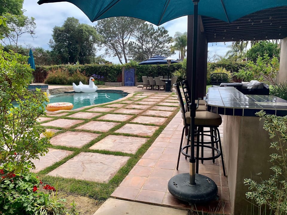 Salt water, solar heated pool