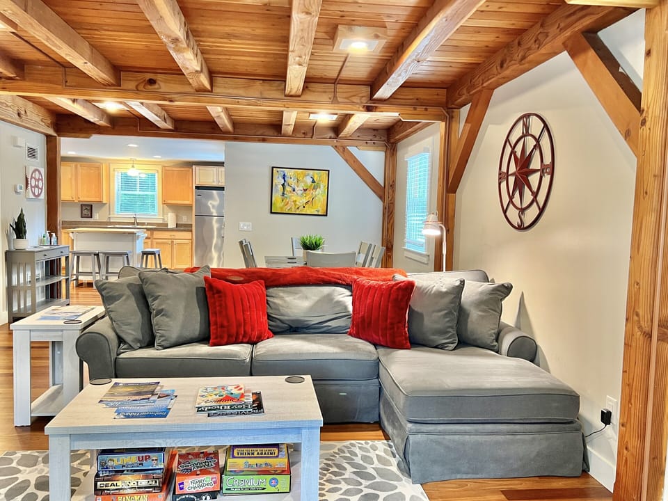 Open-concept, living / dining / kitchen 