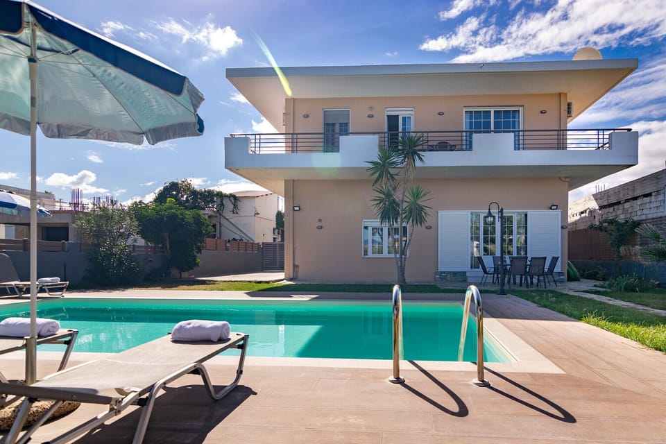 Swimming pool area of Modern villa, Platanes, Rethymno, Crete