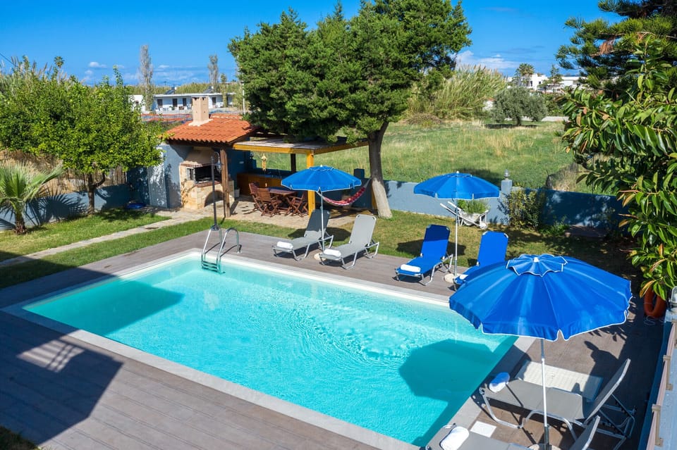 Swimming pool area of Modern villa, Platanes, Rethymno, Crete