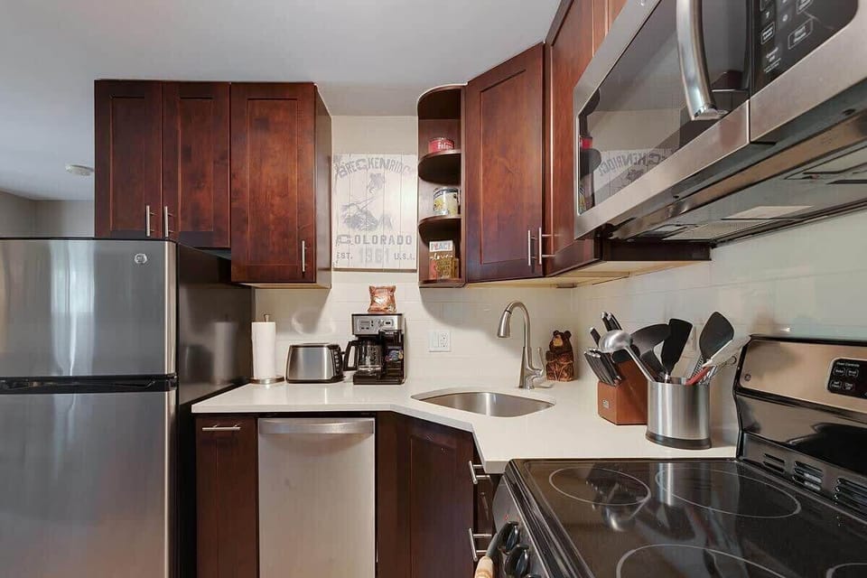 Kitchen with stainless steel appliances