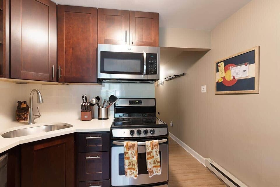 Kitchen with stainless steel appliances