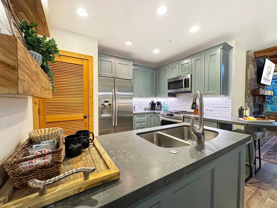 The kitchen is fully remodeled and stocked for the chef in your group!