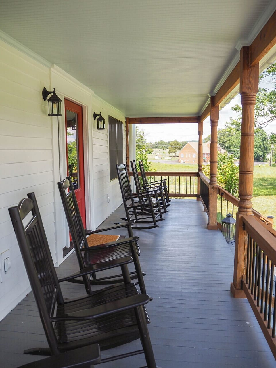 Enjoy relaxing in rockers on the front porch.