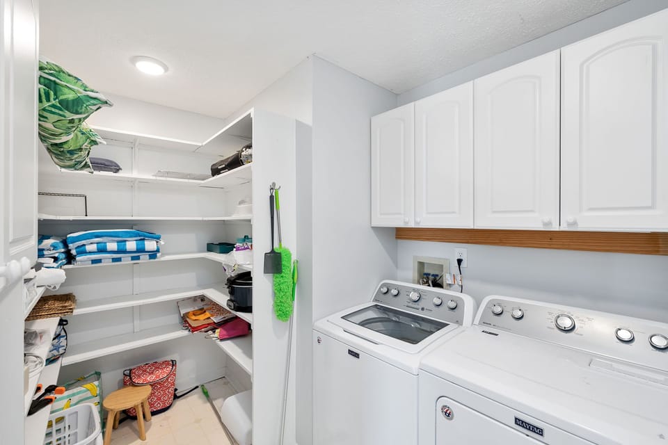 Large pantry and laundry room on main level near kitchen