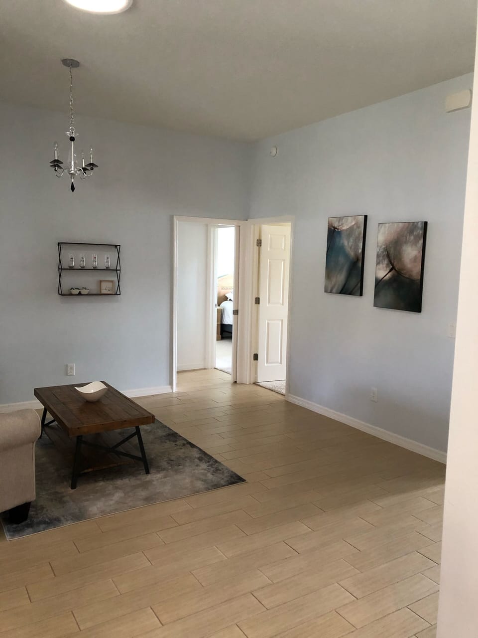 Pocket doors to separate queen bedroom, and bath space