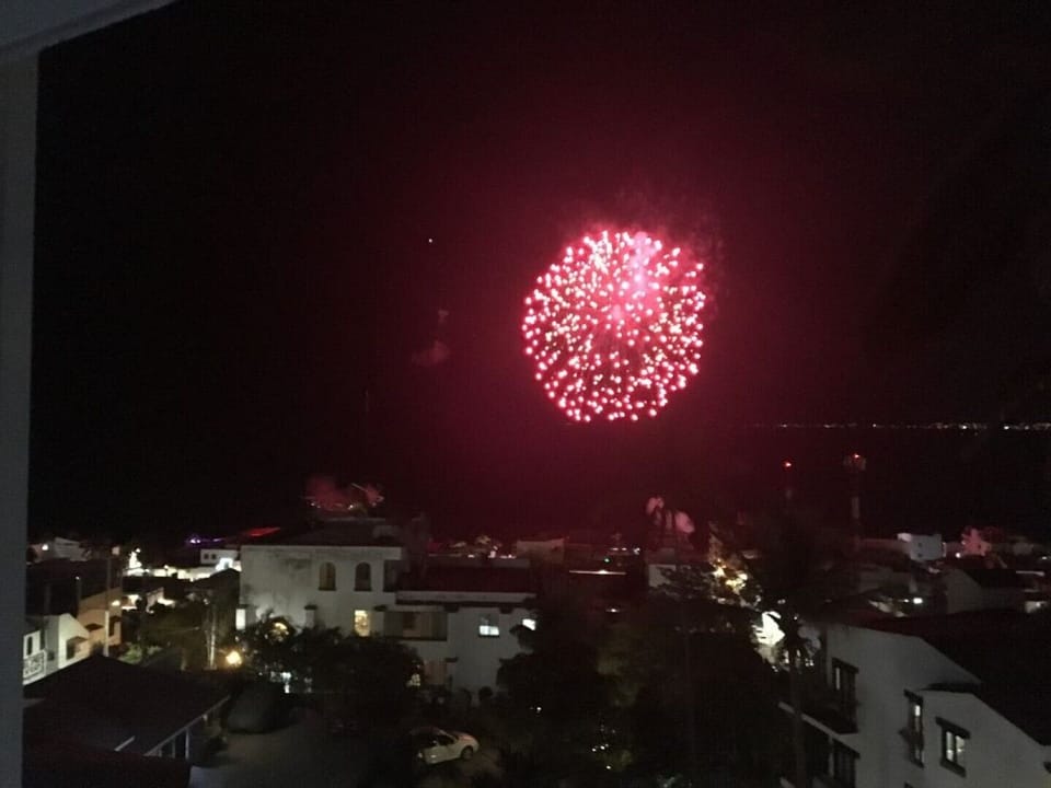 Fireworks  from the pirate ship dinner cruise.
