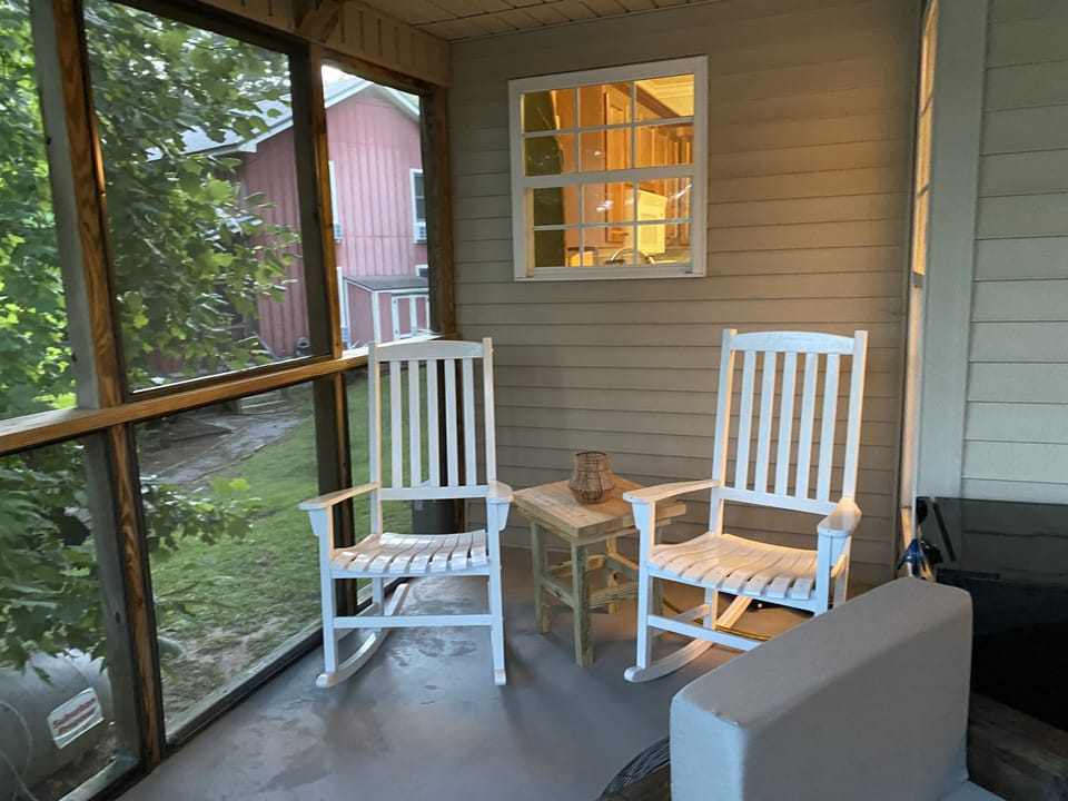 secluded nook of screened in porch