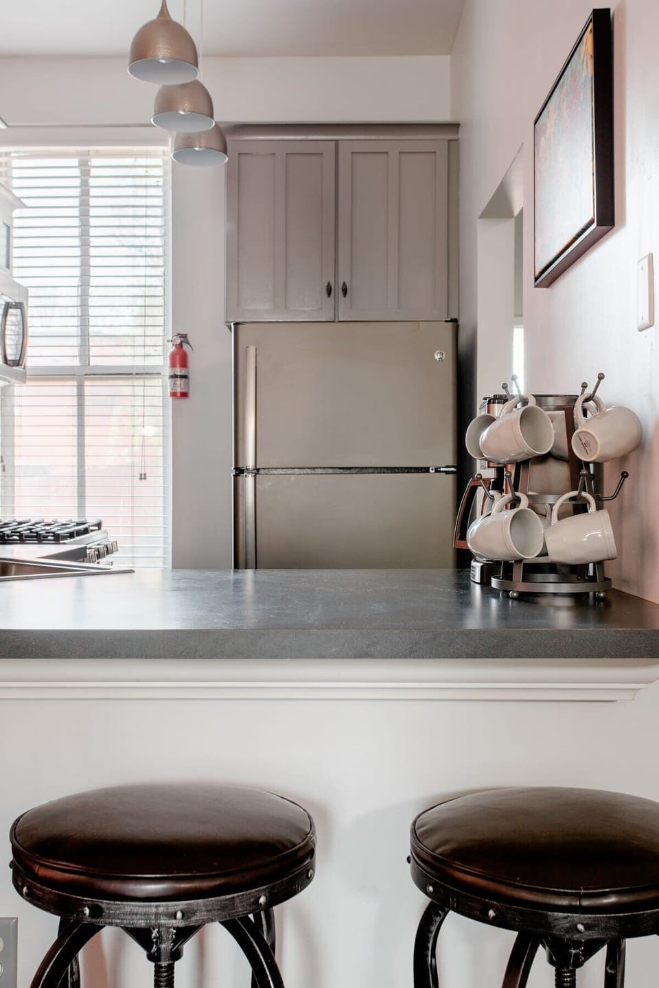 Pull up a seat, sip your coffee, and ease into the day at this cozy breakfast bar. #CoffeeTime 