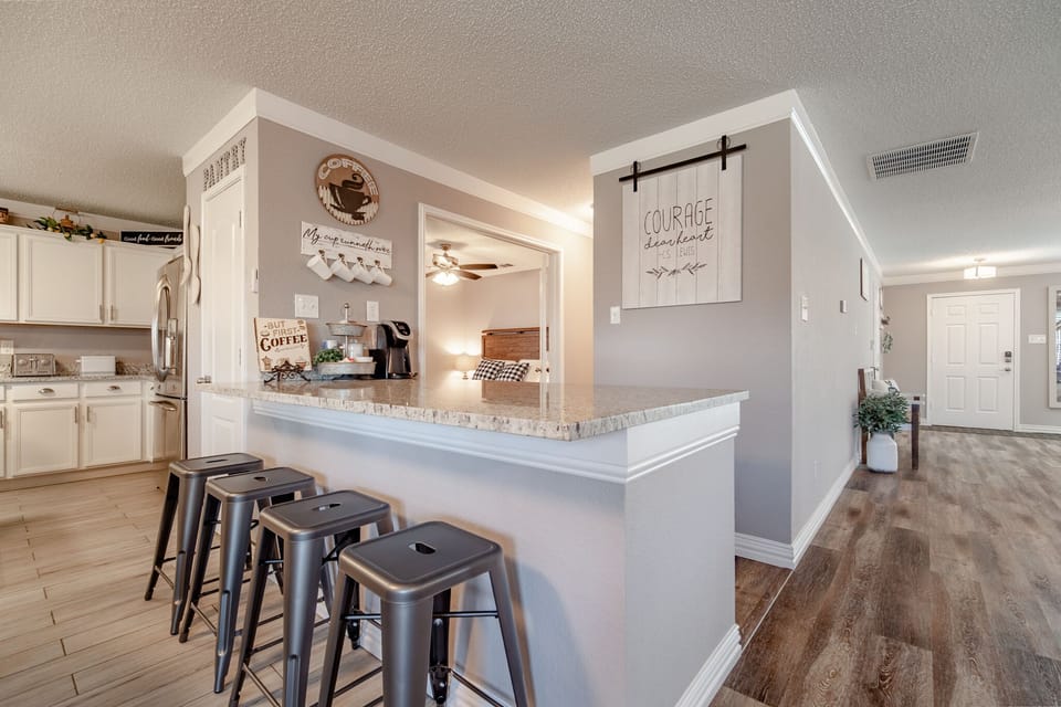 Bar area with complimentary coffee