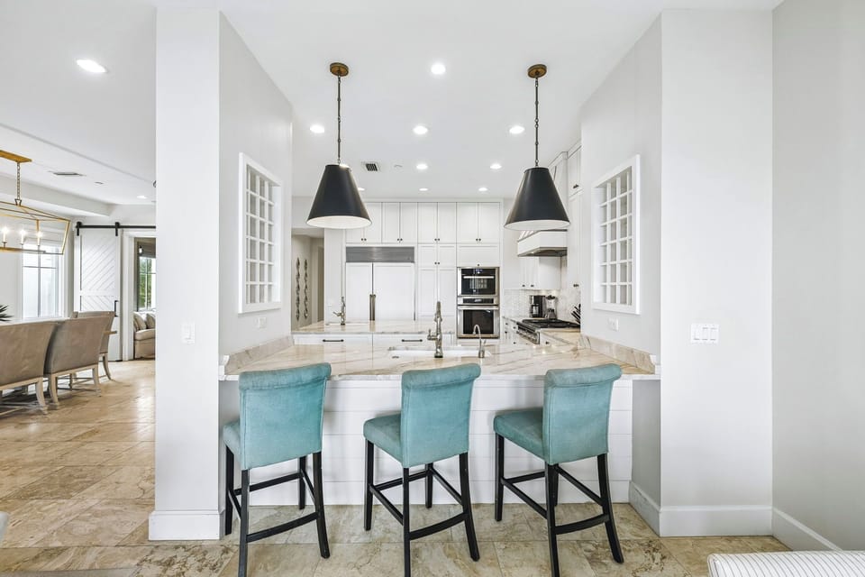 Ample Counterspace + Bar Seating for 3