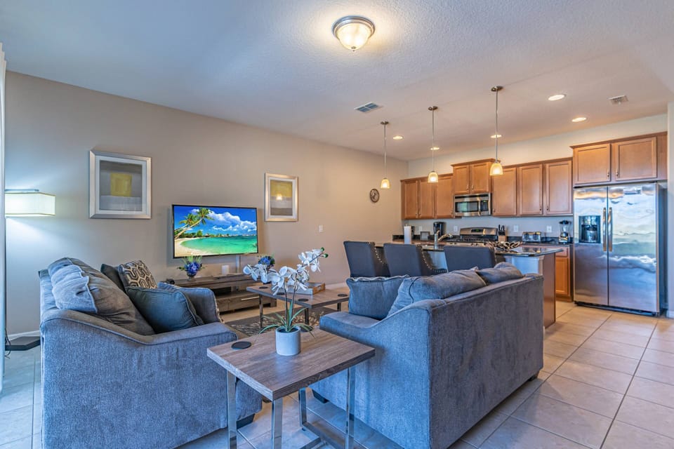 Open floorplan; Living, Dining and Kitchen all have access to the private pool!