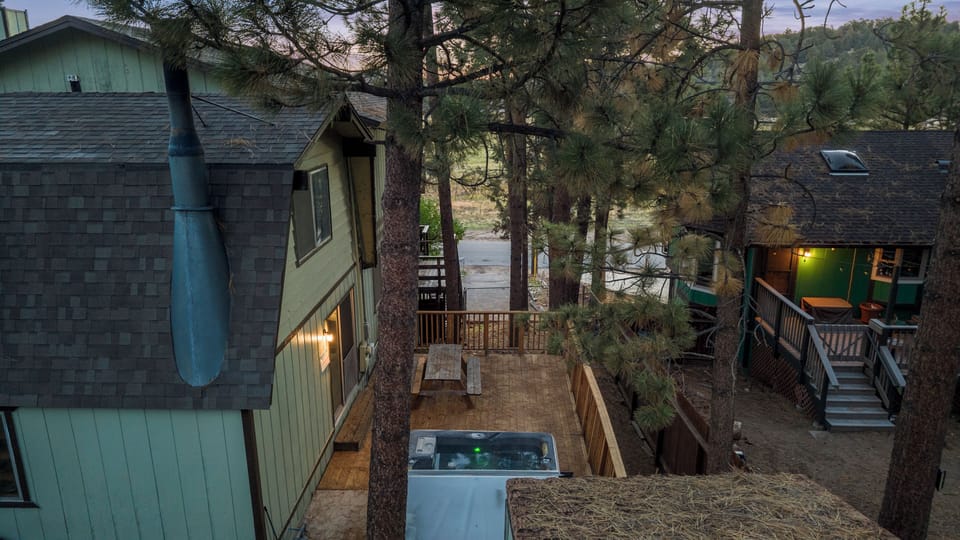 Deck - Private hot tub on the deck with BBQ, Chairs, and gathering Space.
