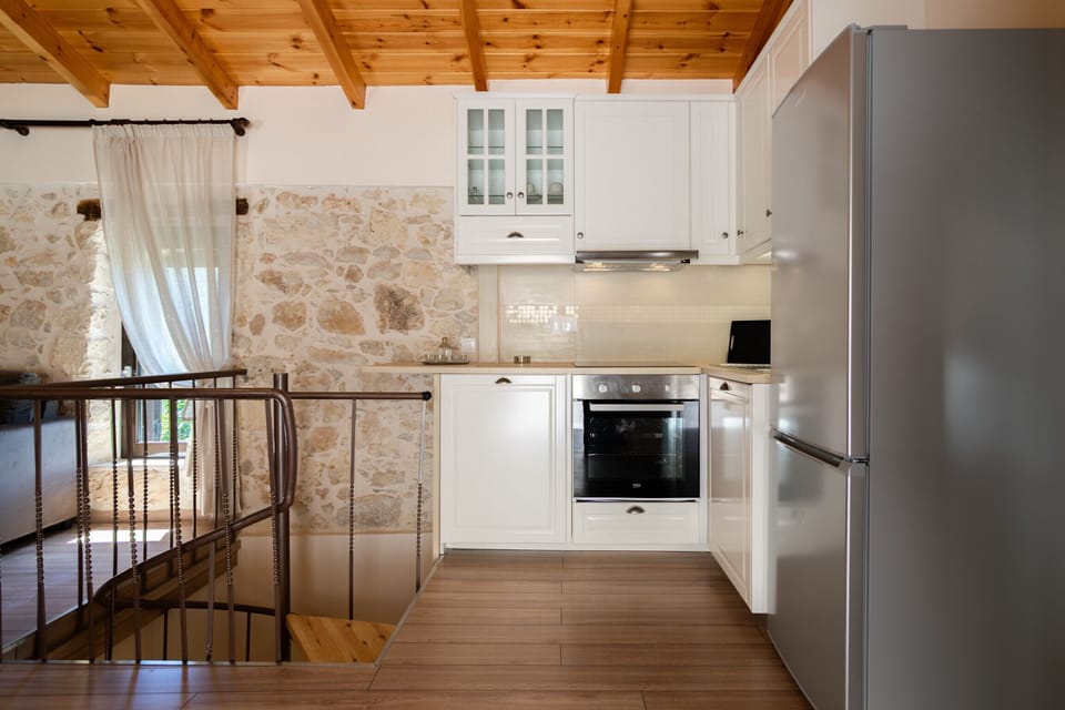 Modern fully equipped kitchen of the totally private beautiful villa Myrthios,Rethymno,Crete