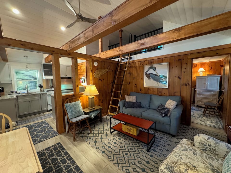 New vaulted ceiling with ceiling fan