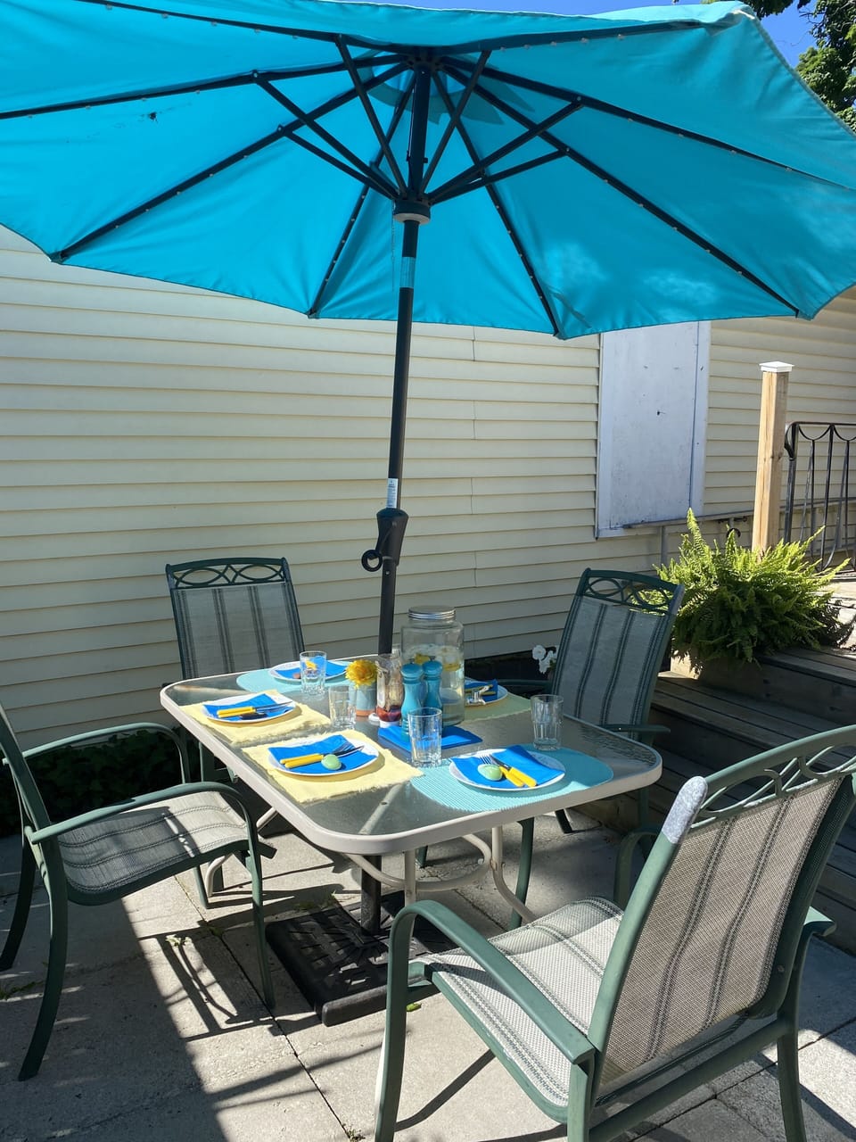 Patio dining in the backyard