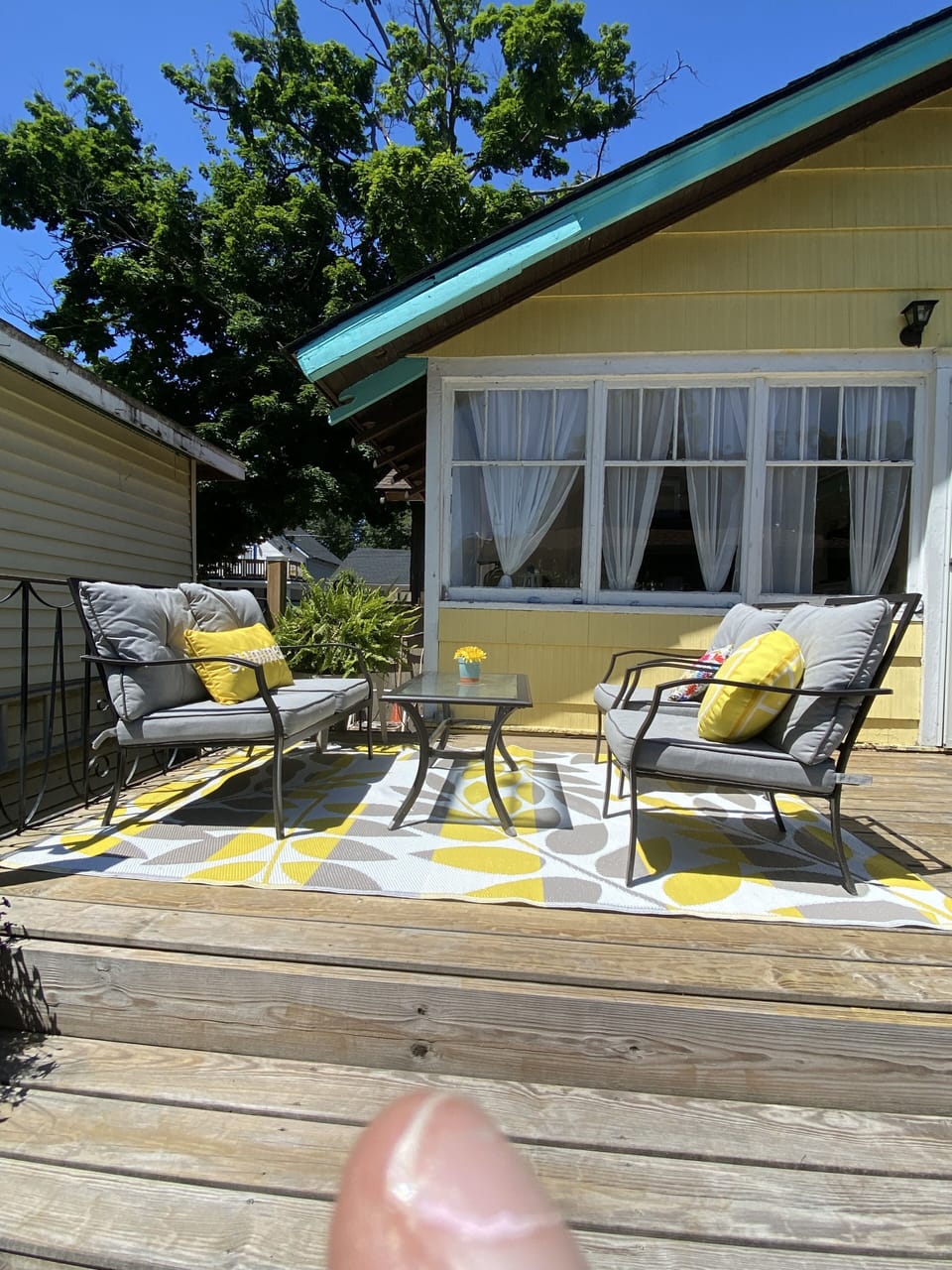Back deck. Morning sunshine.