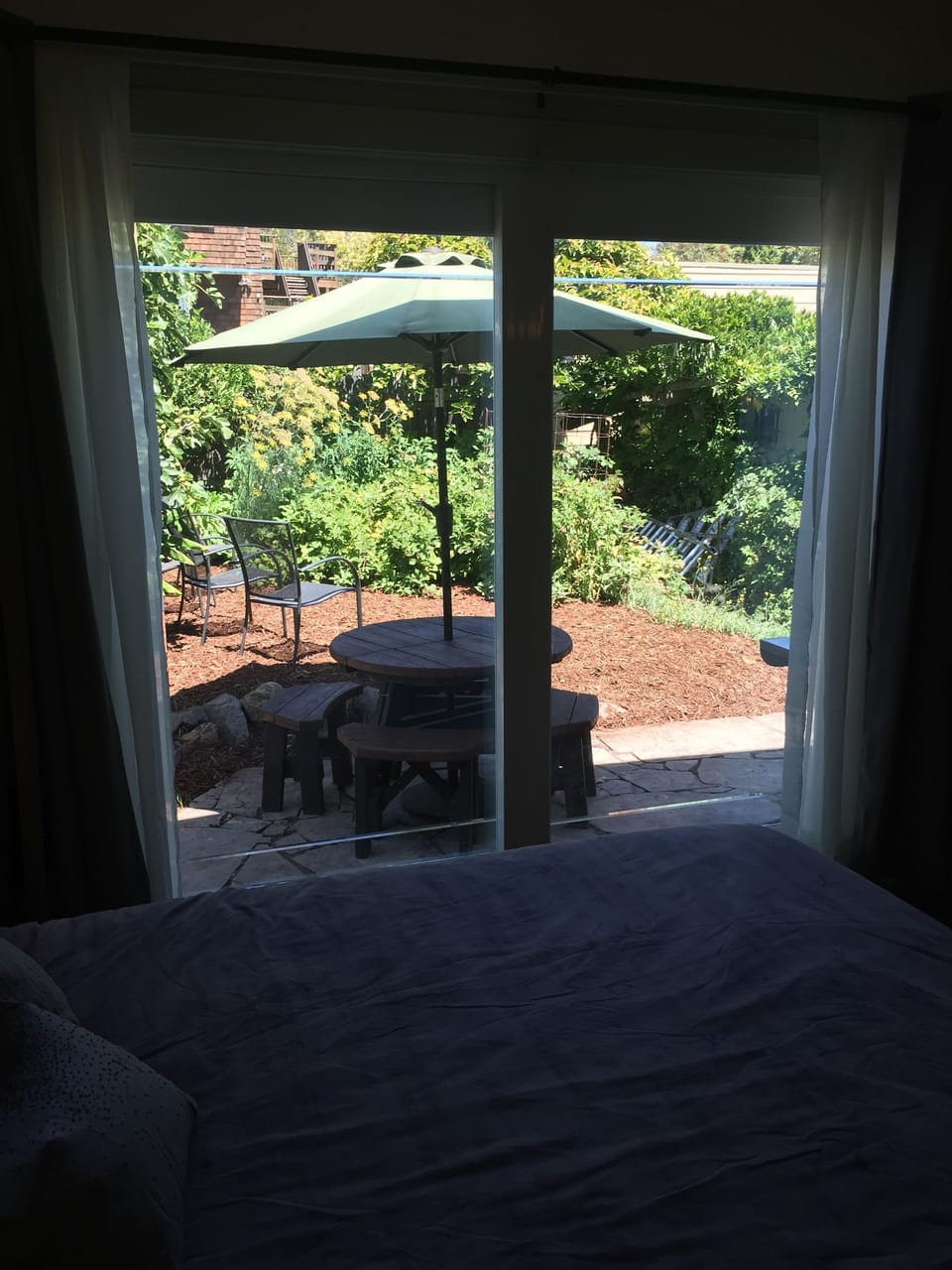View out sliding glass doors from Garden Bedroom
